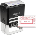 MaxMark Large Self-Inking Rubber Date Office Stamp with E-Mailed Phrase & Date - Red Ink, 12-Year Band - Style 5