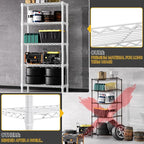 M MZG 1250 lbs 5 Tier Shelf Metal Storage Shelves Wire Rack Closet Organizers for Garage Kitchen Bathroom Laundry White 11.8" D x 29.5" W x 59.5" H
