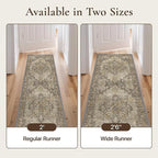 GENIMO 2'6''x7 Runner Rugs for Hallway, Machine Washable Non Slip Vintage Rugs, Low Pile Lightweight Soft Print Rug for enrtyway, Corridor, Home Office, Kitchen, Rustic Brown