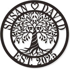Personalized Tree of Life Metal Sign, Custom Family Name Metal Plaque, Monogram Wall Decor Art, Best Housewarming Present for Wedding Anniversary Couple