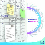 Glass Whiteboard Calendar 34x46” Quarterly Planner White Board Dry Erase Board 3 Month for Wall Glass Whiteboard Home Office Large Wall Calendar & Marker Tray