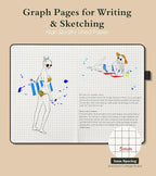 PAIBAS Graph Notebook for Women Men, 160 Pages Grid Paper, Graphing Notebooks for School, Work, Quad Ruled, Inner Pocket, A5 Hardcover Vintage Leather Journals for Writing, 5.8"x8.5" (Black)
