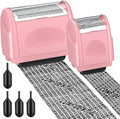Nezyo 2 Pack Identity Protection Roller Stamp Identity Theft, Confidential, Privacy Roller Stamp Information Blocker and 4 Pack Refill Ink for ID Account Data Address Security (Pink)