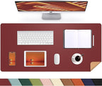 Desk Mat 31.5" x 17" Leather Desk Pad Protector with Natural Cork & PU Leather, Non-Slip Office Desk Mat, Double-Sided Large Mouse Pad, Waterproof Desk Pad for Office&Home (red)