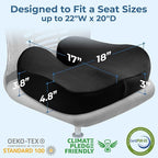 5 STARS UNITED Seat Cushion for Tailbone Pain Relief – Large Memory Foam Cushion for Coccyx, Hip, Sciatica & Post-Surgery Recovery – Wheelchair, Car, Desk, Gaming & Office Chairs, Black