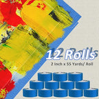 Oleitodh 12 Rolls Blue Painters Tape Bulk 2 inch x 660 Yards, Painters Masking Tape No Residue Wall Painting Tape Artist Tape Trim Edge Finishing Tape for Wall Painting Decoration DIY Supplies