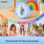 Visual Timer, 60-Minute Countdown Timer for Kids and Adults with Adjustable Volume, Rainbow Design Time Management Tools with Silent Operation, Suitable for Classroom, Office and Home (Blue)