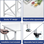 Fannova 23.6 x 23.6 Inches Large Printer Stand, 2 Tier Square Printer Table with Storage Shelf for Home Office, Multi-use Rolling Cart with Wheels for Laser, 3D Printer and Mini Fridge - White