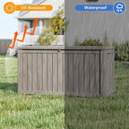 Yardgrace 80 Gallon Outdoor Storage Box Waterproof, Resin Deck Boxes with Lockable Lid & UV-Resistant for Patio, Pool, Garden Furniture Cushions & Accessories, Coffee
