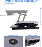 Rocelco 37.5" Height Adjustable Standing Desk Converter with Dual Monitor Mount and Anti Fatigue Mat -Slide Out Retractable Keyboard Tray -Sit Stand Tabletop Riser Workstation -Gray (R DADRG-DM2-MAF)