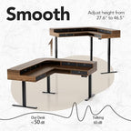 HUANUO 65.5" × 57.6" Electric L Shaped Standing Desk with 6 Storage Drawers, 2-Tier Corner Sit Stand Desk with Power Strip Tray & Cable Grommets, Height Adjustable Computer Gaming Table, Walnut
