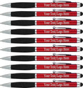 SyPen Customized Pens With your Custom Logo or Text-600 Pack Bulk-for Businesses, Parties, and Events, 2 in 1 Ballpoint Pen & Stylus Compatible with Touchscreen Devices, Red Barrel, Black Ink
