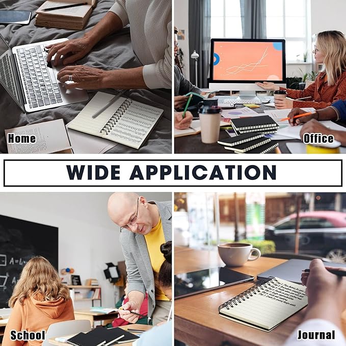 Jutom 18 Pcs Small Spiral Notebooks Memo Pads 3x5 Bulk Small Pocket Notebooks Mini Notepads with Lined Pages Mini Journals for Office Back to School Work Writing Supplies, 120 Pages (Black)