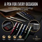 Scriveiner Deep Crimson Red Fountain Pen - Stunning Luxury Pen with Chrome Finish, Schmidt Nib (Medium), Best Pen Gift Set for Men & Women, Professional, Executive, Office, Nice Pens