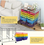 LDAILY 12 Drawer Rolling Storage Cart, Craft Cart Organizer on Wheels w/Metal Frame, Large Capacity & Smooth Drawer, Rolling Cart w/Drawers for Classroom, Office