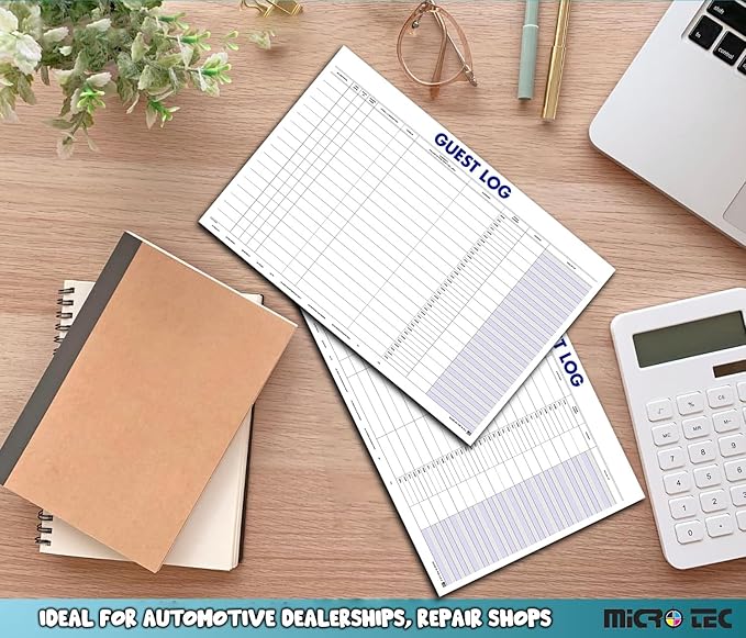 Guest Log Book for Automotive Dealerships – Customer Sign-in Tracking Log – 17" × 11" Visitor Registration Book – 100-Sheet Pad for Auto Service Centers, Repair Shops, Lead Management - 3 Pad