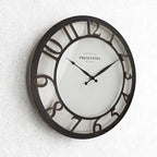 Presentime & Co 13" Farmhouse Series Wall Clock, Vintage Style, Retro Clock, Silent No Ticking, Raised 3D Arabic Numeral, Oil Rubbed Bronze Finish.