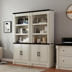 72" Roman Column Bookcase with Double Door Cabinet, 5 Tiers Tall Bookshelf Shelves Storage and Anti Tip Kit, Classic American European Modern Multi Style Design for Living Room Study Office, White