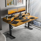 ExaDesk 63 x 30 Inch Electric Standing Desk with 2 Drawers, Adjustable Height Widened Stand Up Desk with Storage, Sit to Stand Ergonomic Workstation for Home Office, Rustic Brown