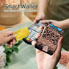 BWEGRHE Small Travel Wallets, Leopard Glitter Slim Minimalist Front Pocket Wallet with Wristlet, RFID Blocking PU Leather Credit Card Holder with ID Window Change Purse for Men Women