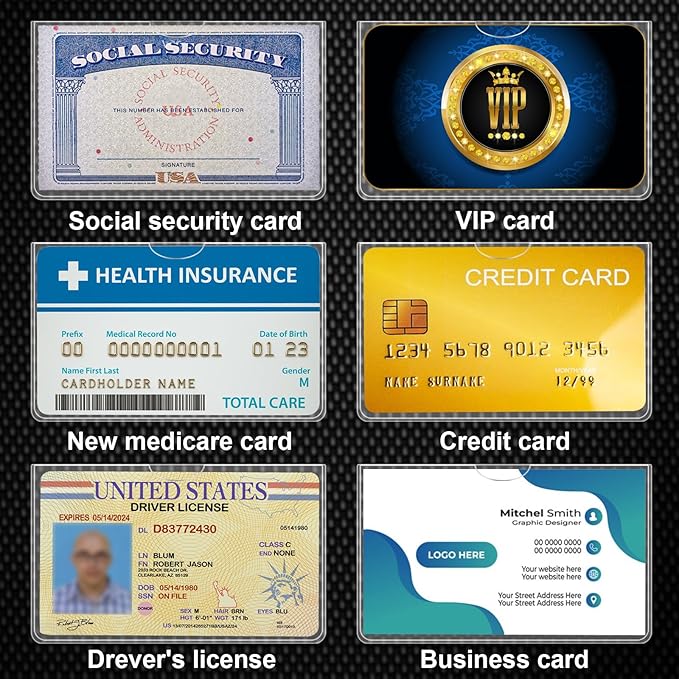 10 Pack Social Security Card Protector Medicare New Credit Card Holder,24 Mil Soft Clear Card for Waterproof SSN Card Protector，ID/Debit/Credit Card Covers Sleeve (10)