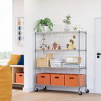 M MZG 4 Tiers Storage Shelves Load 1400LBS, Metal Shelving Wire Metal Shelving Unit Shelves for Storage Adjustable Garage Shelving for Pantry Kitchen Garage Chrome 17.7" D x 47.3" W x 62.7" H