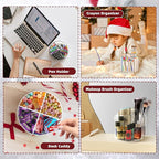 2 Pack Pen Pencil Holder for Kids, Rotating Pen Holder for Desk Organizer, 4 Compartments Art Supply Marker Organizer and Storage, Kids Desk Organizer Marker Holder Caddy Art Supply Organizer for Desk