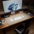 Aothia Dual-Sided Desk Pad - Leather Desk Mat, Natural Cork Desk Pad Protector, Large Mouse Pad for Desk, Waterproof Desk Blotter Pad, Desk Writing Pad for Office Work/Home, Coffee (35.4" x 15.7")