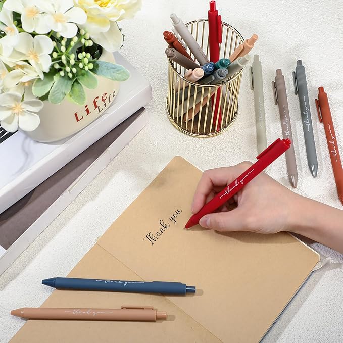 30 Pcs Thank You Pens Bulk Multicolor Ballpoint Pens Thank You Gift for Men Women Employee Appreciation Gifts Holiday Gifts for Teacher Office Party Favors(Christmas Colors)