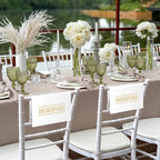 Buryeah 6 Pcs Reserved Seating Signs for Chairs Church Pew Reserved Chair Signs Placeholder with Printed Words for Weddings Parties Celebrations Receptions Church or Event (White,Gold)