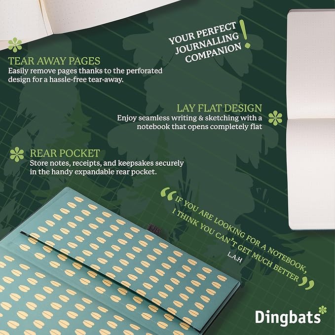 Dingbats* - Wildlife Squared Extra Large A4 Notebook - PU Leather Hardcover Journal for Work, Writing - Pocket, Elastic Closure, Pen Holder, Bookmark