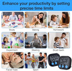 Leumoi 24 Pcs Digital Kitchen Timers Magnetic Back Timers Bulk Large Screen Loud Alarm On/Off Switch Minute Second Count up Countdown Memory Setting for Cooking Classroom Exercise(Black and Blue)
