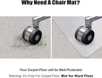 Kuyal Desk Chair Mat for Carpet, 30'' x 48'' Rectangle Transparent Mats for Chairs Good for Desks, Office and Home, Easy Glide, Protects Floors for Low and No Pile Carpeted Floors
