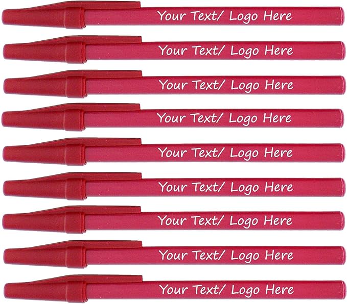 Personalized Stick Pens With your Custom Logo or Text-500 Pack Bulk-for Businesses, Parties, and Events, Custom Printed Slim Ballpoint Pens Colored with Cap, Burgundy, Black Ink