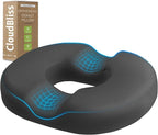 CloudBliss Donut Pillow Seat Cushion for Tailbone Pain Relief and Hemorrhoids, Memory Foam Chair Cushion for Postpartum Pregnancy, Seat Cushions for Men and Women for Home & Office, (Grey)