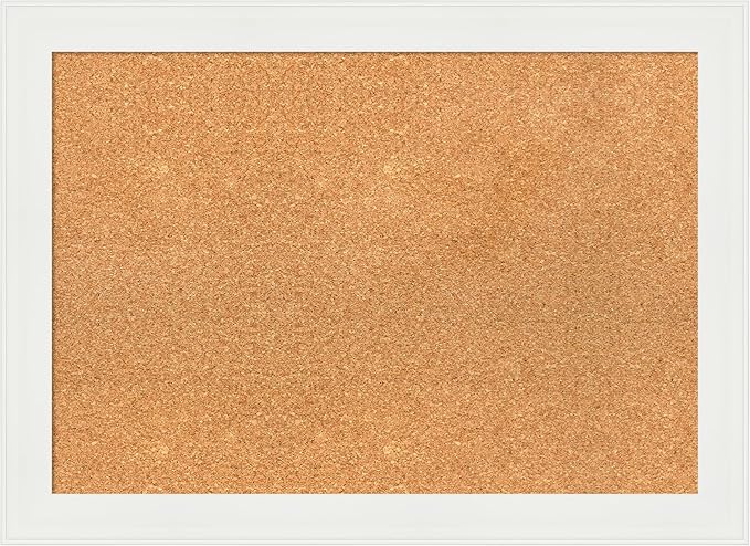 Amanti Art Natural Cork Board for Wall, 21x29 Vision Board with White Frame, Medium Corkboard Office Decor for Home Organization, Casual Corkboard Pinboard to Display Items for Home Organization in