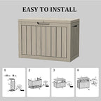 Yardgrace 45 Gallon Patio Storage Box - Waterproof Deck Box for Outdoor Toys, Space-Saving Resin Chest with Lock for Cushions & Pool Gear, UV-Resistant, Ash Grey