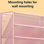 Kuntine.B 6-Tier Wall File Organizer Hanging File Organizer Cubicle Organizer Wall File Holder for Office Home (Pink, 6 Tier)