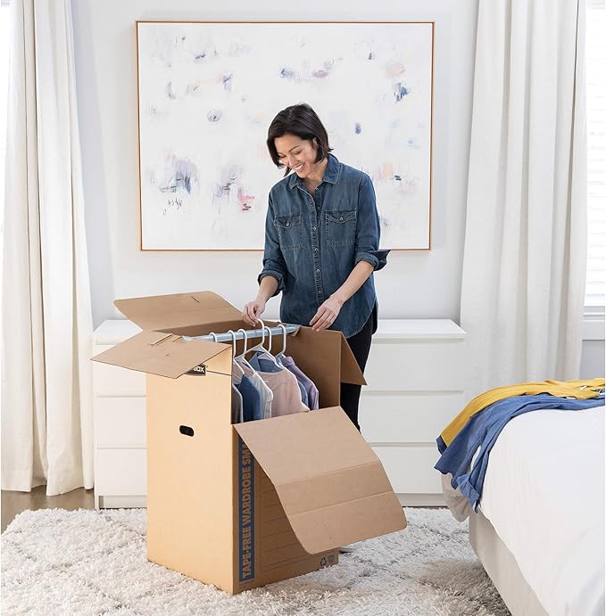 Bankers Box Tall Wardrobe Box 3 Pack, Tape-Free Design, 24" x 24"x 40"(7710501)