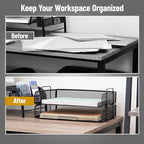 Mind Reader Stackable Paper Tray, Desktop Organizer, File Storage, Office, Metal Mesh, 13.25" L x 9.75" W x 6.25" H, 2 Pcs., Black