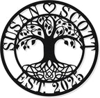 Personalized Tree of Life Metal Wall Art | Custom Monogram Family Last Name Sign | Outdoor & Indoor Tree Wall Decor | Unique Christmas, Wedding, or Housewarming Gift