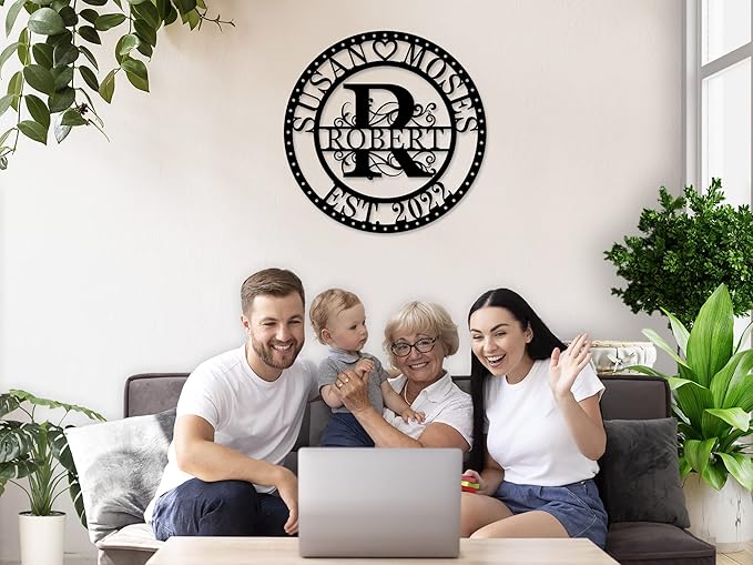 Personalized Metal Sign Monogram Wall Decor Last Name Sign Personalized Signs for Home Decor Custom Metal Signs Metal Wall Art Established Sign Family Name Sign Anniversary Wedding Gift for Couple