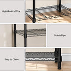 M MZG 4 Tiers Shelf Metal Storage Shelves Wire Rack Closet Organizers with Wheel for Garage Kitchen Bathroom Laundry Black 11.8" D x 17.7" W x 41.9" H