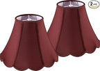 GOSO Scallop Burgundy Lamp Shades Set of 2 Medium Red, Bell Lamp Shade for Table Lamp,Floor Lamps Replac Braids with Petal Edges, 6×13×9.8 Inch Spider Easy Assembly Art Decor Shades for Bedroom