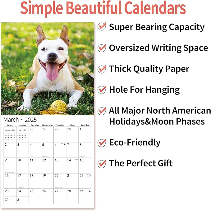 2025 Wall Calendar,Calendar 2025, January 2025 - December 2025, Wall Calendar Smiling Animals, 12" x 24" Opened,Full Page Months Thick & Sturdy Paper for Calendar Organizing & Planning