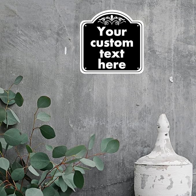 HK SIGNS Custom Indoor/Outdoor Aluminum Weatherproof Metal Sign, Modern Minimalist Style, Black, 14*14 Inch, Customize for Office, Business, Workplace, Home, Delivery Signs