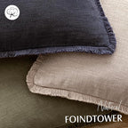 Foindtower Set of 2 Decorative Linen Fringe Throw Pillow Covers Boho Farmhouse Cushion Cover with Tassels Soft Accent Pillowcase for Couch Sofa Bed Living Room Home Decor,26×26 Inch,Natural Linen
