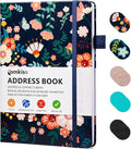 Comkiso Address Book with Individual Alphabetical Tabs Laminated, Large Print Address Book with 468 Wide Lining Entry Spaces, Change of Address Labels, Hardcover Address Book 5.7 x 8.5" - Floral
