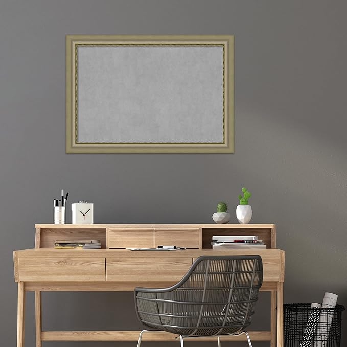 Amanti Art Silver Framed Magnetic Board 29x41 Large Vision Board for use with Magnets, 100% Metal Sheet to Display Items as Office Decor or for Home Organization in mudroom, Kitchen or Kids Room