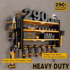 NattyDot Power Tool Organizer Wall Mount with Charging Station 4 Layer 6 Slot Cordless Drill Holder with Angle Grinder Holder (Yellow)